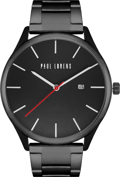 Orë dore Paul Lorens PL1273B-1A5 për burra, rezistente në ujë 30 m, e zezë