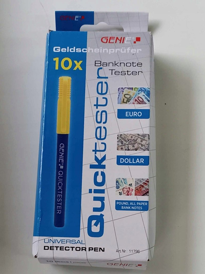 Stilolaps zbulues kartëmonedhash Genie Quick Tester 11794, për para fallco, portativ