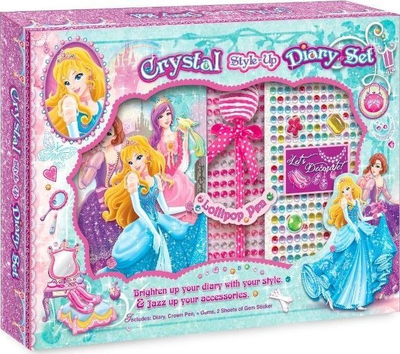 Set ditari zbukurues Pulio Princess, me stilolaps dhe kristale, shumëngjyrësh