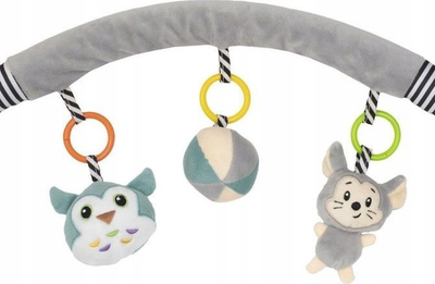 Hark lodrash pelushi Baby Mix Plush Arch, për karrocë dhe ulëse makine, me lodra të varura, gri