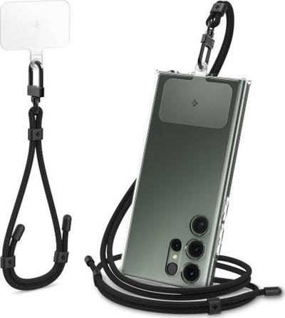 Set aksesorësh telefoni Spigen Crossbody Strap Wrist Strap ConTag, universal, i zi