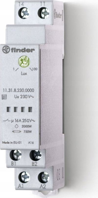 Çelës zmbrëmjeje Finder 11.31, 1NO 16A, 24V AC/DC, gri