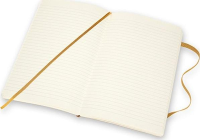Bllok shënimesh Moleskine Classic Leather, i madh 13 x 21 cm, faqe me vija, Amber Yellow