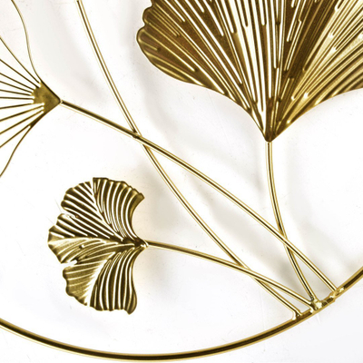 Dekor muri Mondex TALA GINGKO, rreth 30cm, metal, ngjyrë ari