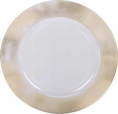 Pjatë dekorative Daye, 33cm, transparente, me detaje ari