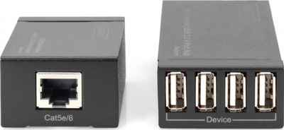 Zgjatës USB Digitus USB 2.0, 4 porta, deri 50 m, i zi