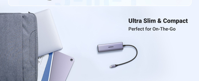 Hub USB C Ugreen 15596, 5 në 1, HDMI 4K, 100W PD, gri