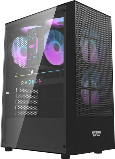Куќиште за компјутер Darkflash A290, 3 ладилници, калено стакло, црно