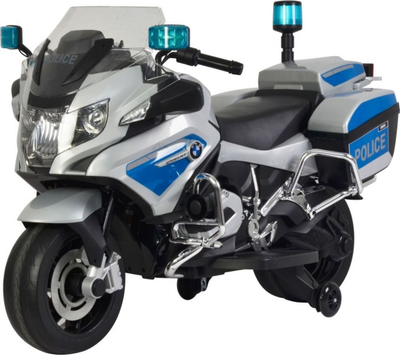 Motoçikletë lodër BMW R1200RT Police, 45W, bateri 12V 7Ah, ngjyrë argjendtë me blu