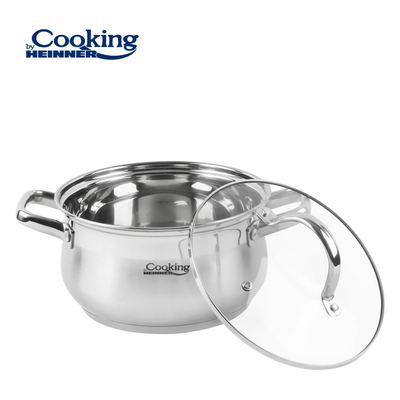 Tenxhere e thellë Heinner Amira, 24x13.5 cm, 6.1L, inox me kapak xhami