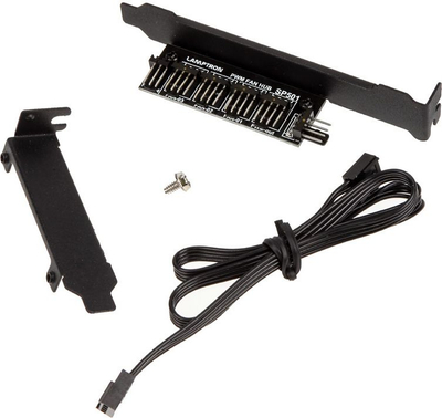 Хаб за вентилатори PWM Lamptron SP501, PCI држач, 4 порти, црн