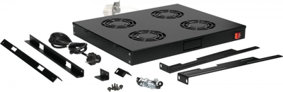 Modul me ventilatorë LevelOne Equip 280807 EZF-4-B, 4 ventilatorë, për kabinet 19", i zi