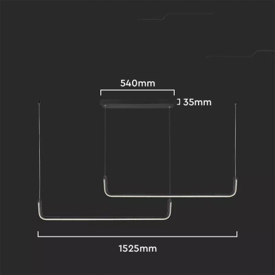Kronllar LED V-TAC, 24W, i gjatë 1525mm, dritë 4000K, i zi