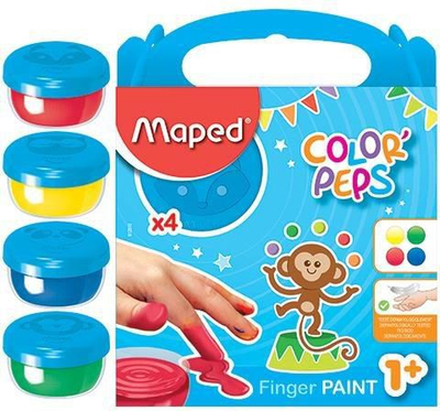 Бои за прсти Maped Colorpeps Finger Paints 235070, сет 4 бои, за деца