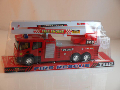 Kamion lodër zjarrfikës GAZELO Fire Truck, plastik, me shkallë që lëviz, i kuq