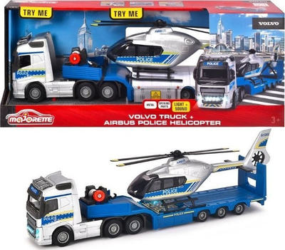 Lodër kamion policie Majorette Volvo GS Set, 35 cm, me helikopter, shumëngjyrësh