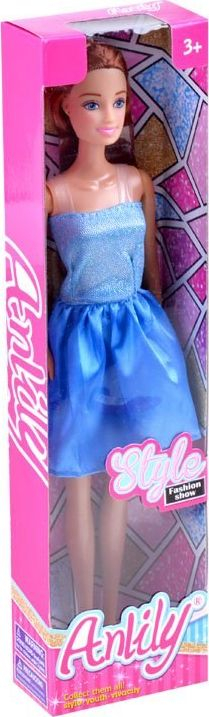 Kukull Anlily princeshë, flokë të gjata, 30 cm, fustan blu