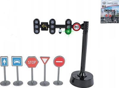 Lodër edukative Pocket Money Traffic Light, semafor me drita dhe shenja trafiku, shumëngjyrëshe