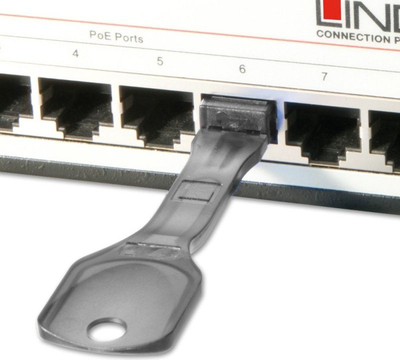 Сет блокатори за порти RJ45 Линди, 10 парчиња со клуч, црни