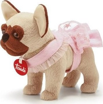 Lodër pelushi Trudi French Bulldog, me fustan rozë