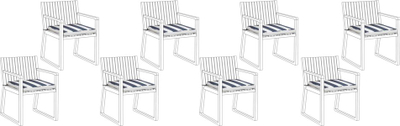 Set jastëkësh për karrige SASSARI, 8 copë, 46 x 46 cm, blu navy me vija