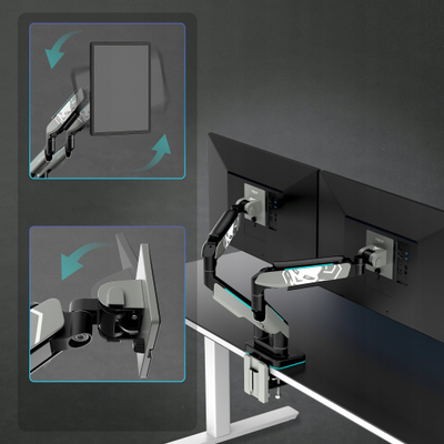 Mbajtëse dy monitorësh Diablo Chairs RGB X-Arm Dual, deri 35", ndriçim RGB, gri e zezë