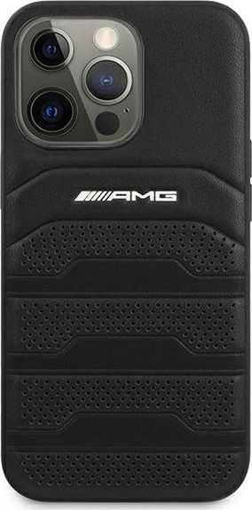 Kapak telefoni AMG Debossed Lines për iPhone 13 Pro Max, 6.7\", lëkurë, i zi