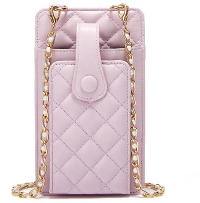 Çantë telefoni iLike Quilted, 19x10.5x2cm, rrip zinxhir, vjollcë