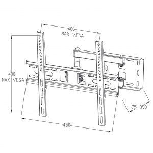 Mbajtëse për TV ART AR-53, 22"-55", 35KG, e zezë