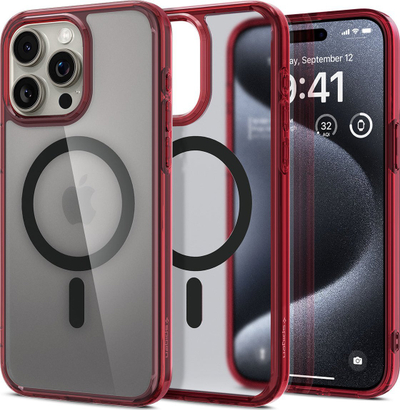 Mbulesë telefoni Spigen Ultra Hybrid MagSafe, për iPhone 15 Pro, frost deep red