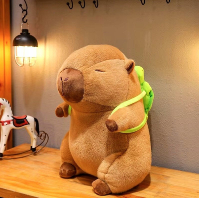 Lodër pelushi Gotel Capybara With Turtle Backpack, 40cm, shumëngjyrëshe