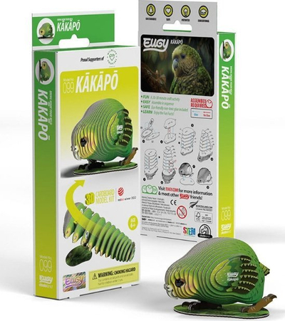 Lodër 3D ekologjike Teka Eugy Parrot Kakapo, puzzle 3D, 3 pjesë, jeshile