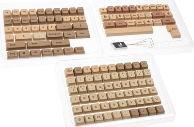 Set keycaps Ducky Boba, PBT, profil MDA, ngjyrë kafe