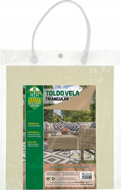 Tendë trekëndore Active Garden, 3.6 x 3.6 x 3.6 m, poliester, ngjyrë krem