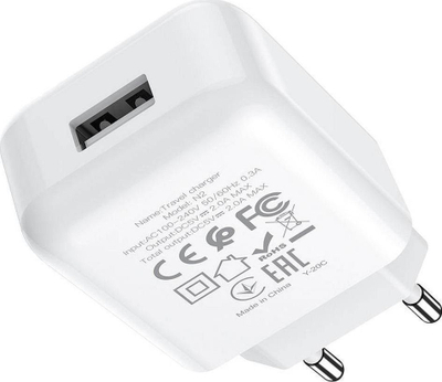 Karikues muri Hoco N2 Vigour, USB 5V 2A, prizë EU, i bardhë