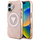 Футрола за телефон Guess IML Metal Glitter 4G Triangle MagSafe за iPhone 16 6.1", розова