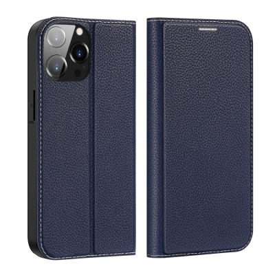 Këllëf-portofol DUX DUCIS Skin X2 për iPhone 14 Pro Max, me xhep për karta, bëhet edhe si stand, blu e errët