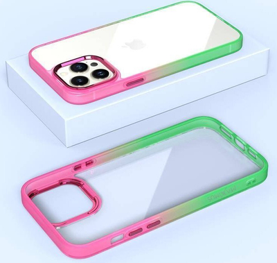 Mbulesë telefoni MX Rainbow për iPhone 15 Plus 6.7", transparente, kuqe jeshile