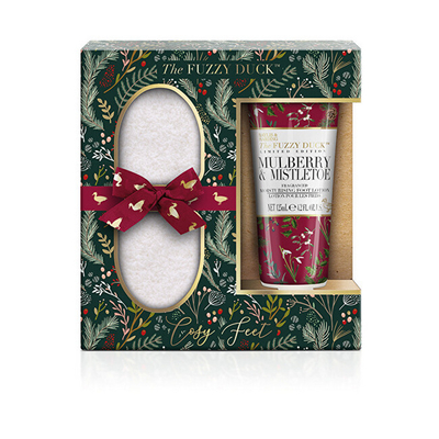 Set dhurate Baylis & Harding The Fuzzy Duck Winter Wonderland, krem për këmbë me çorape