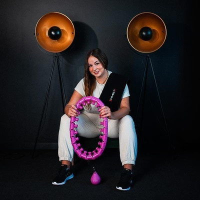 Set hula hoop fitness HMS HHW12 Plus Size me peshë, brez dobësimi BR163 Plus Size, vjollcë dhe i zi
