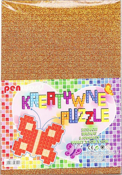 Set shkumëzash me shkëlqim Penword Glitter Foam Puzzle, 20x30 cm, 5 copë, shumëngjyrëshe