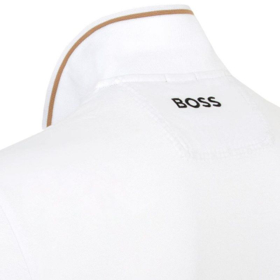 Поло кошула Boss Paddy Pro Natural, еластичен памук, бела