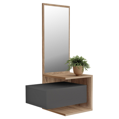 Paradhomë muri me pasqyrë Meara 49,1x31,3x90Hcm (HM8984.11), gri