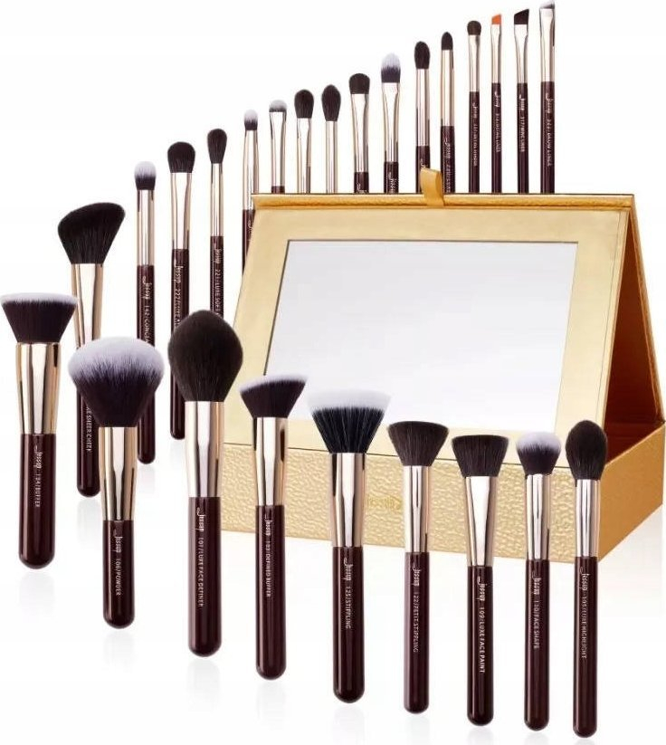 Set furçash grimi Jessup T285, 25 copë, qime sintetike, kuti me pasqyrë, verë e errët