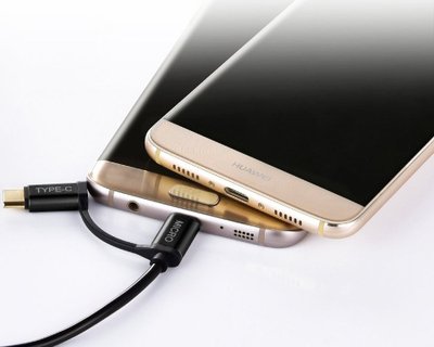 Kabllo USB CHOETECH XAC-0012-102BK, 2 në 1 Type C Micro USB, 1.2m, e zezë