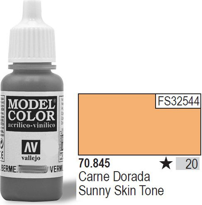 Bojë akrilike Vallejo Model Color Sunny Skin Tone, 17ml, mat, ngjyrë lëkure e ngrohtë