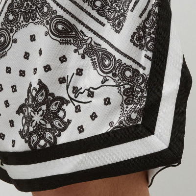 Shorta Karl Kani Woven Signature Paisley Mesh, rrjetë, bardh e zi