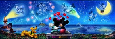 Puzzle Disney Mickey and Minnie Panorama, 1000 pjesë, 98x33 cm, shumëngjyrësh