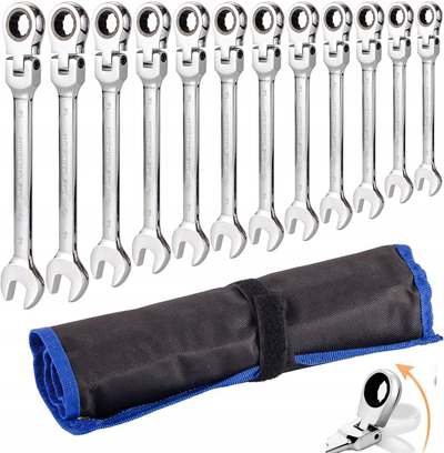 Set çelësa unazorë me racë, 8–19mm, 12 copë, ngjyrë argjend