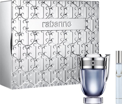 Set dhurate Rabanne Invictus, Eau de Toilette 100ml, Travel Spray 10ml, per burra